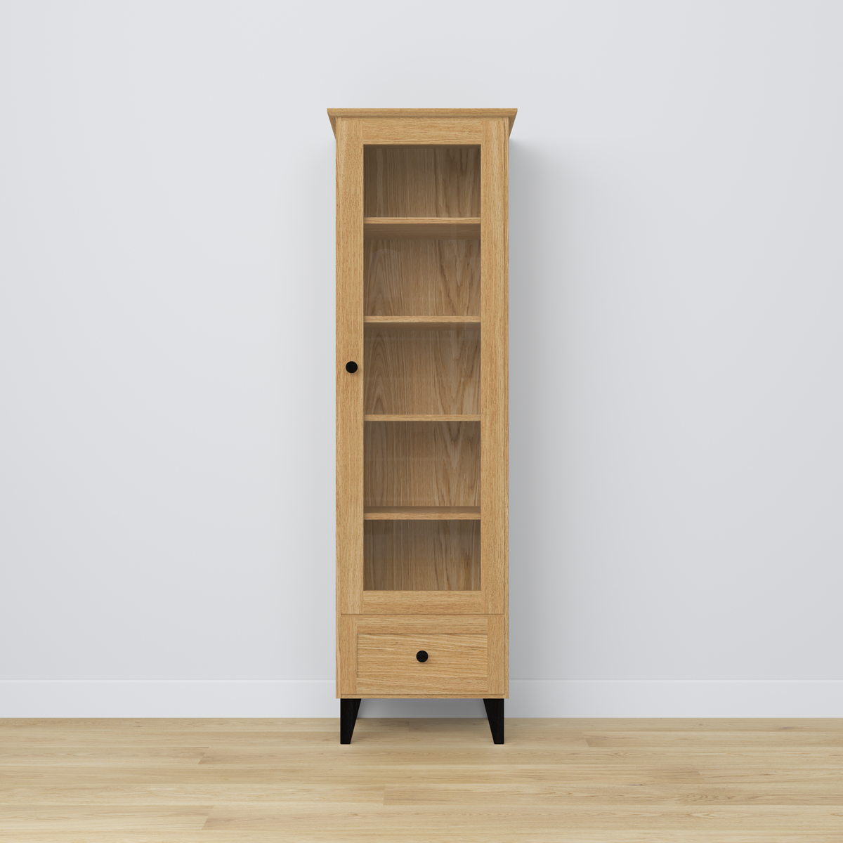 Vetrina in rovere 1S 57 Scandi nero / rovere naturale