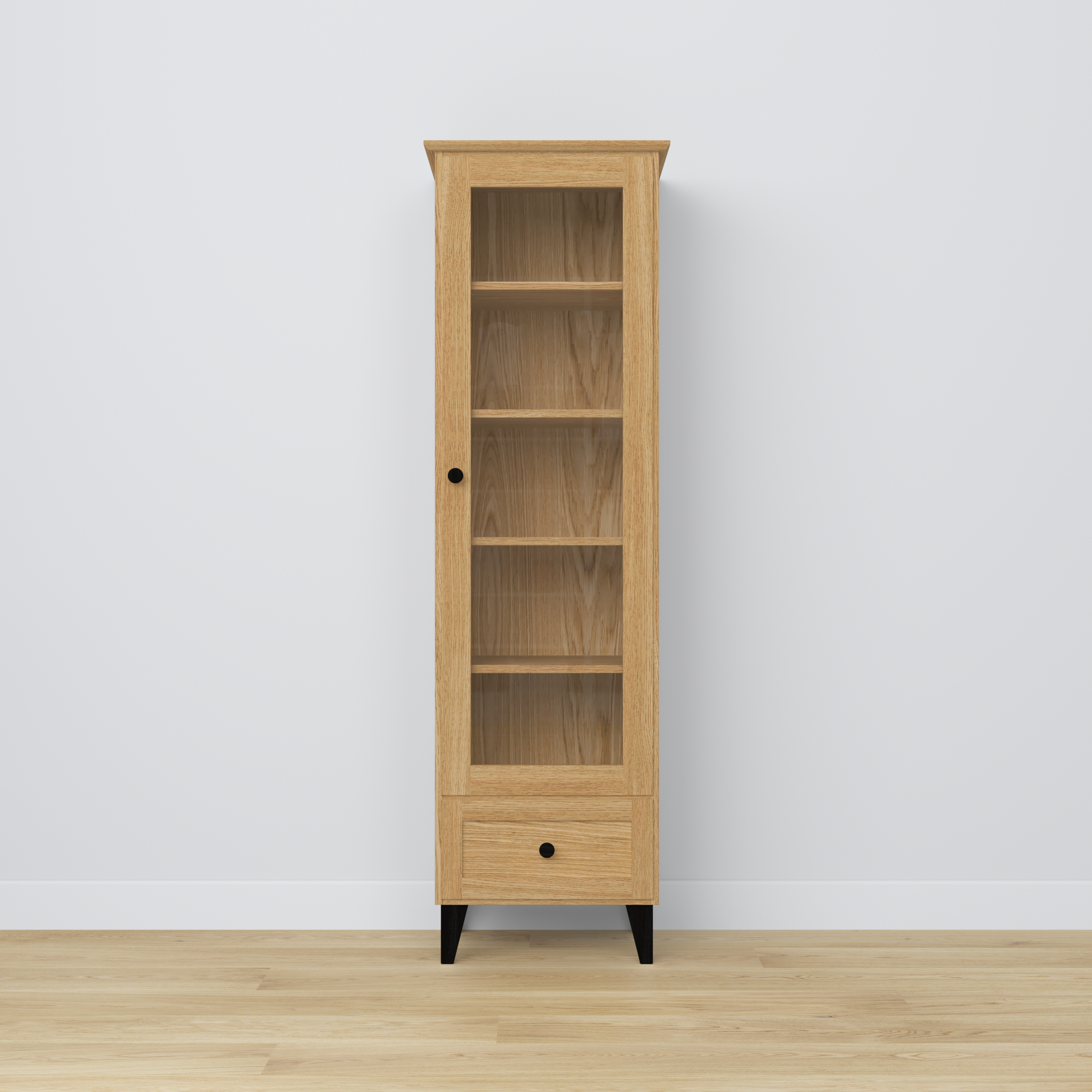 Vetrina in rovere 1S 57 Scandi nero / rovere naturale