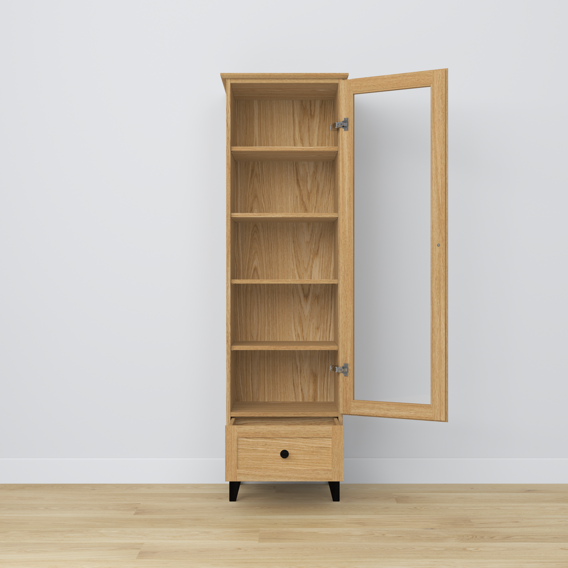 Vetrina in rovere 1S 57 Scandi nero / rovere naturale