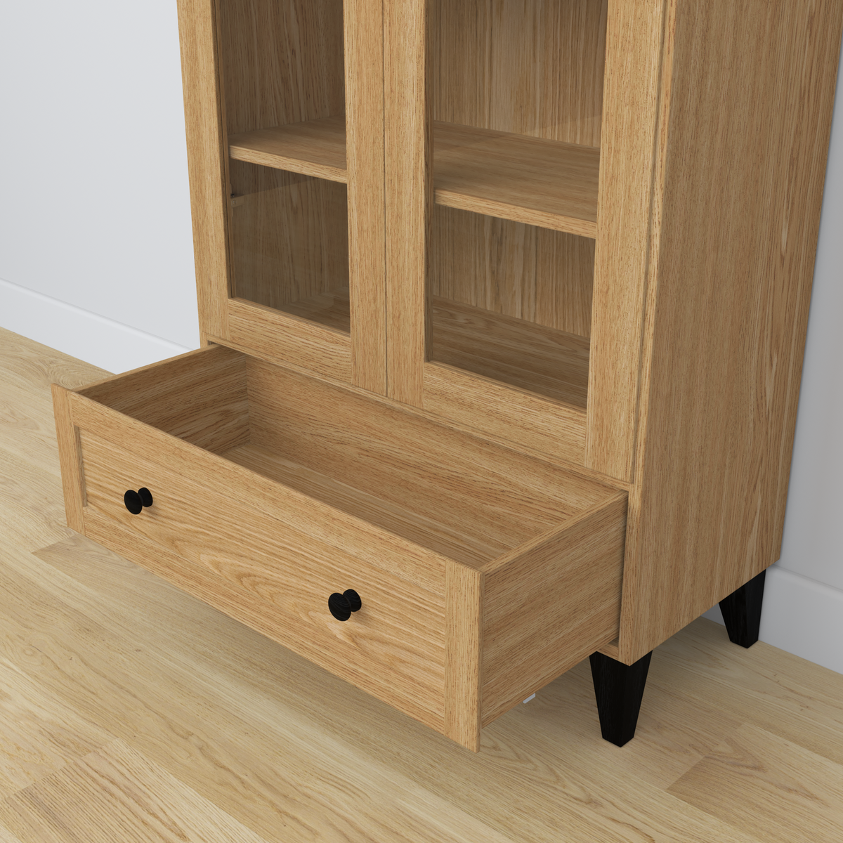 Vetrina in rovere 1C 90 Scandi rovere naturale / nero