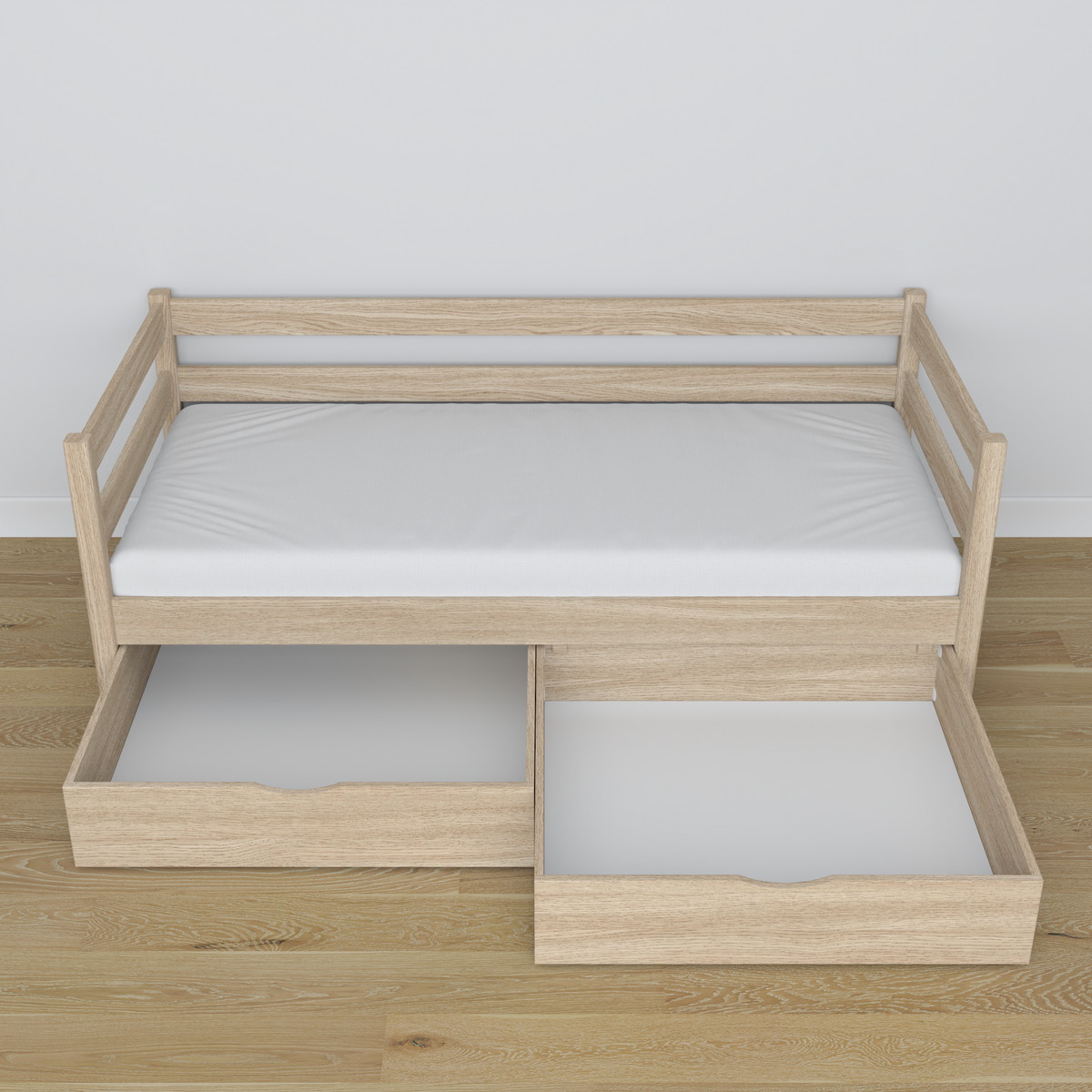 Sofa bed oak bleached oak – angled view, scandi