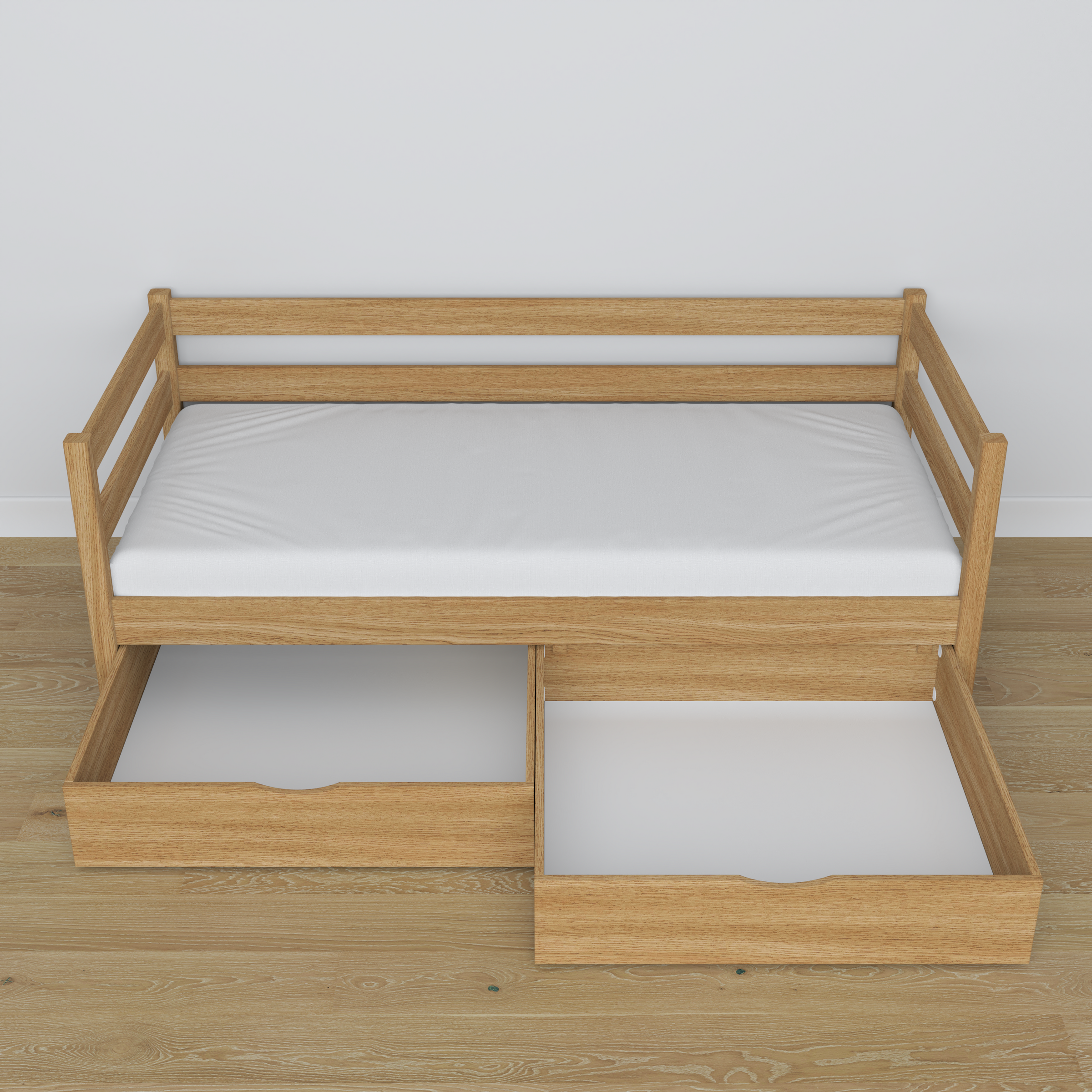 Letto divano in rovere naturale – vista diagonale, scandi