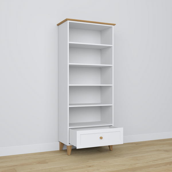 Scaffale in legno 1S 80 Scandi bianco / quercia naturale