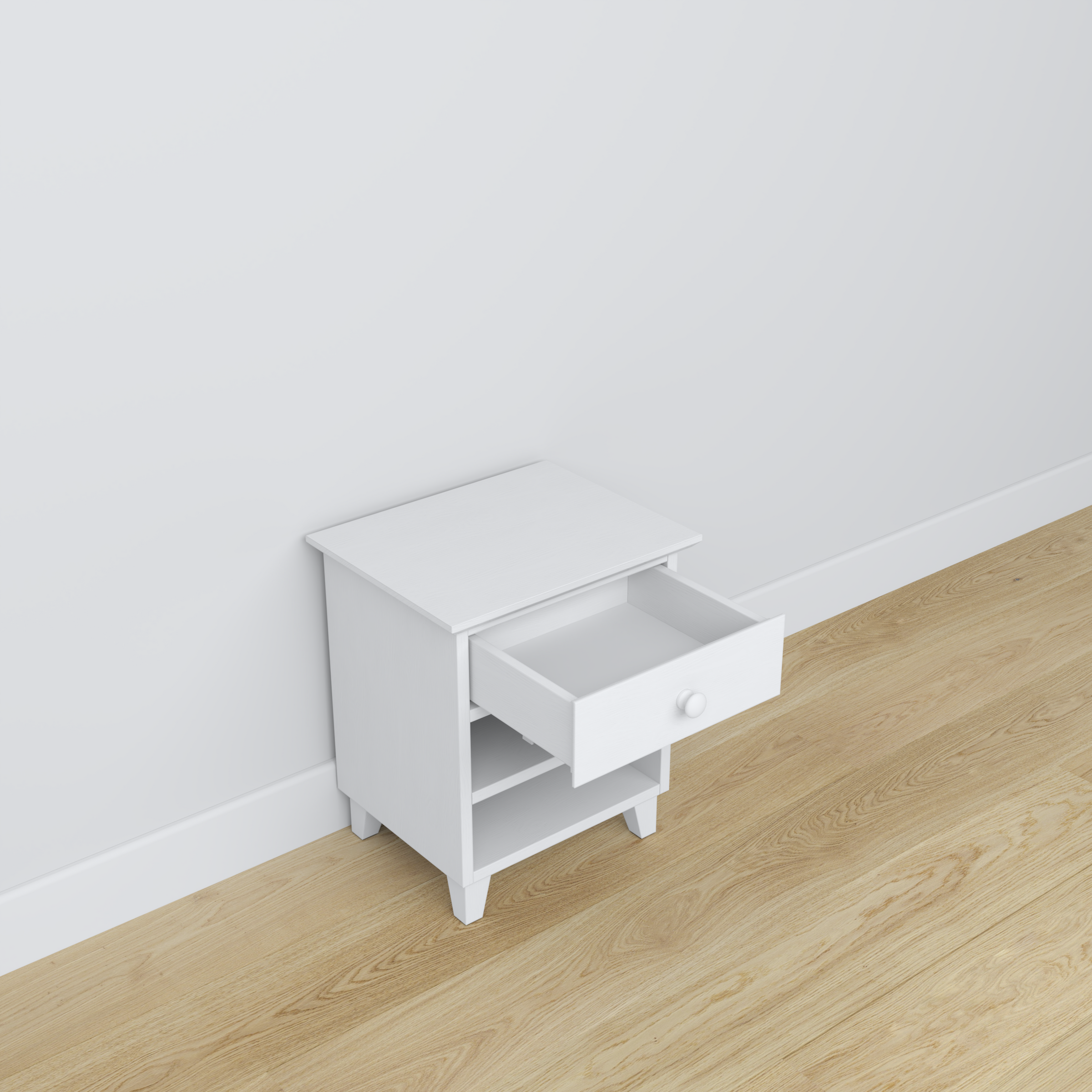 Comodino in legno 1S N02 Scandi bianco