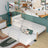 Wooden bed with mattress drawer white-oak – extended drawer, guest