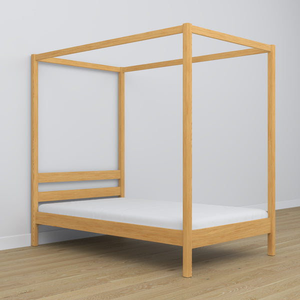 Natural pine canopy bed – decorative wooden frame, safe for children