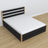 Double bed black and oak made of wood – angled side view, Scandinavian bedroom