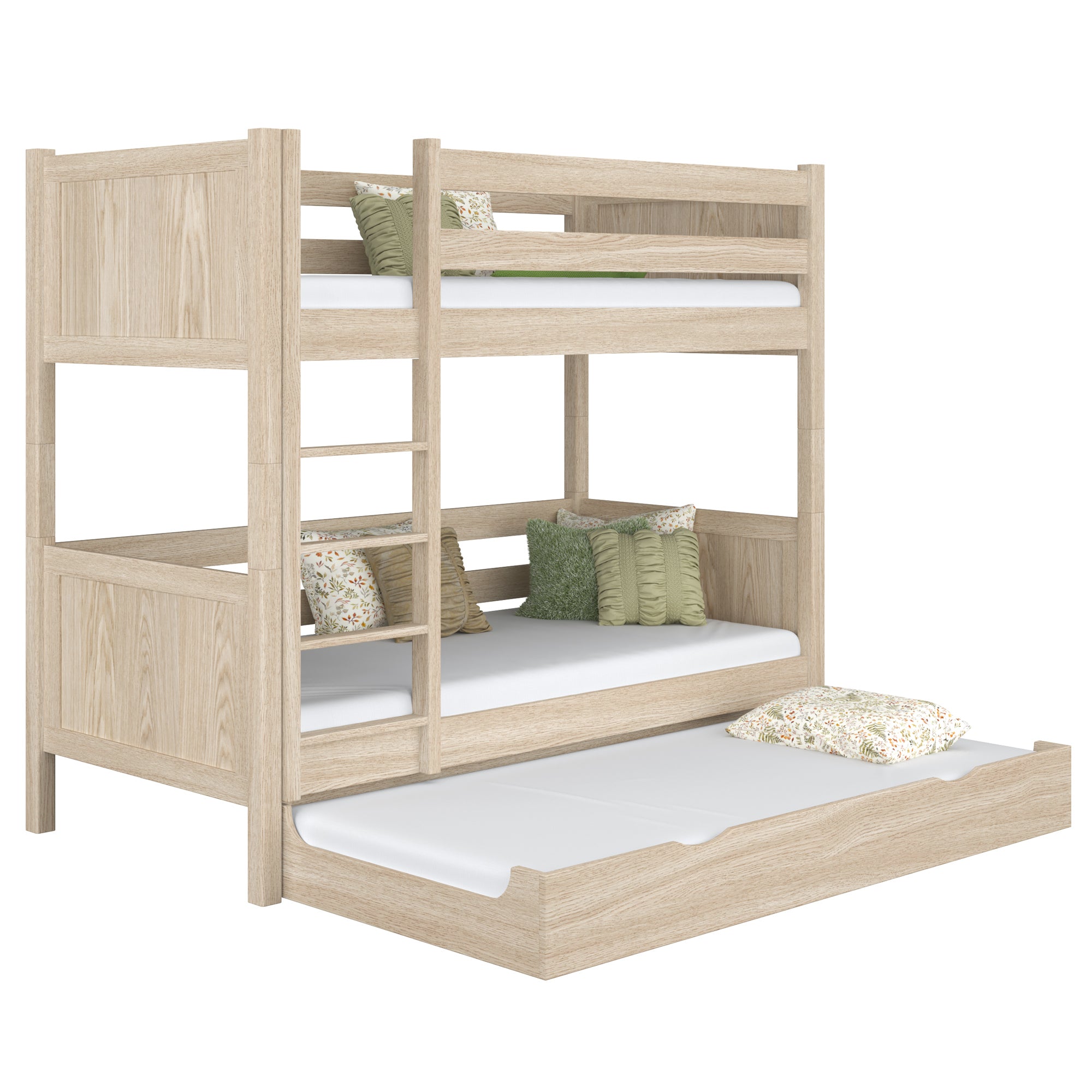 Bleached Oak Bunk Bed for Children – Mattress Drawer, Oak, Nizio