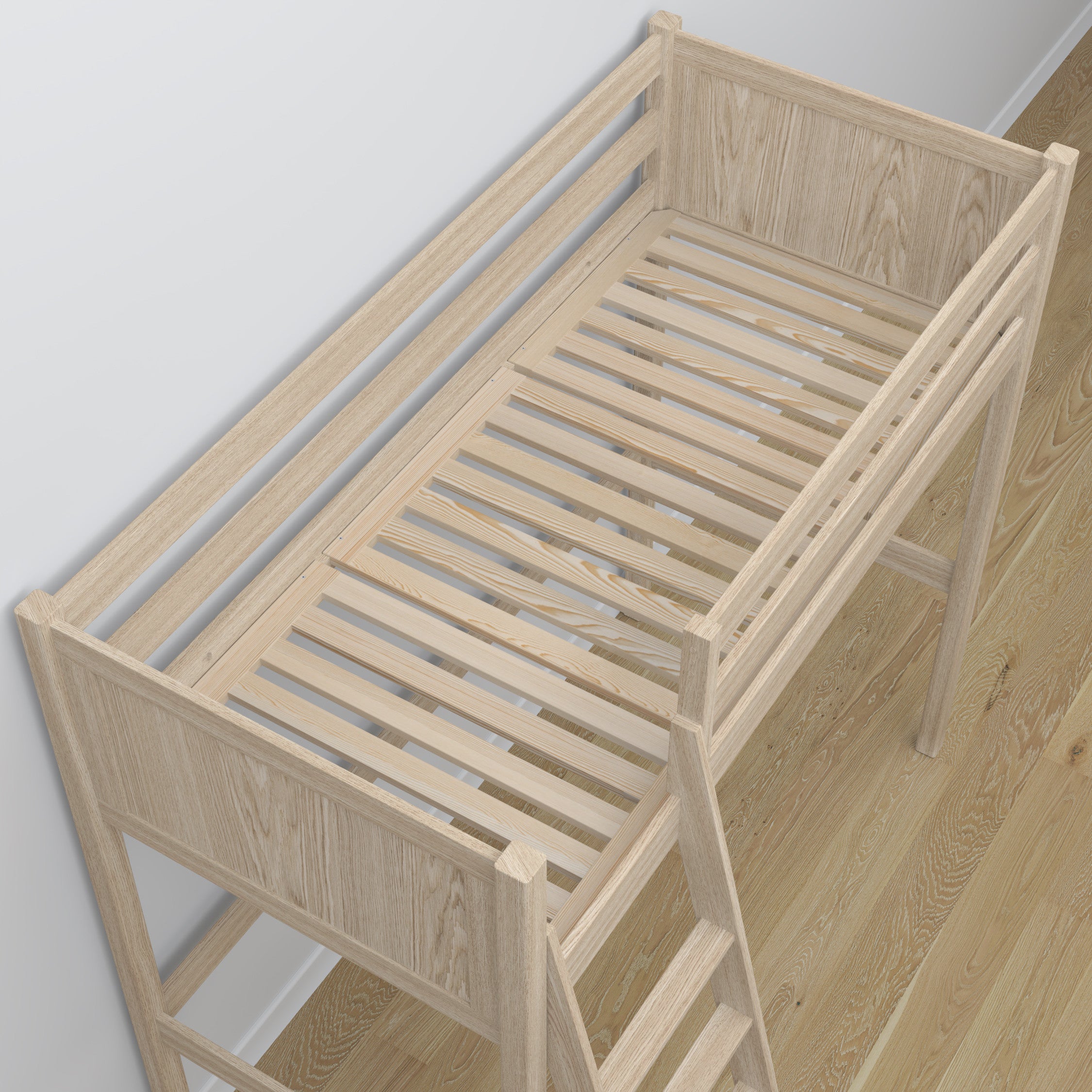 Oak Loft Bed with Desk Bleached Oak – Ladder and Joint Details