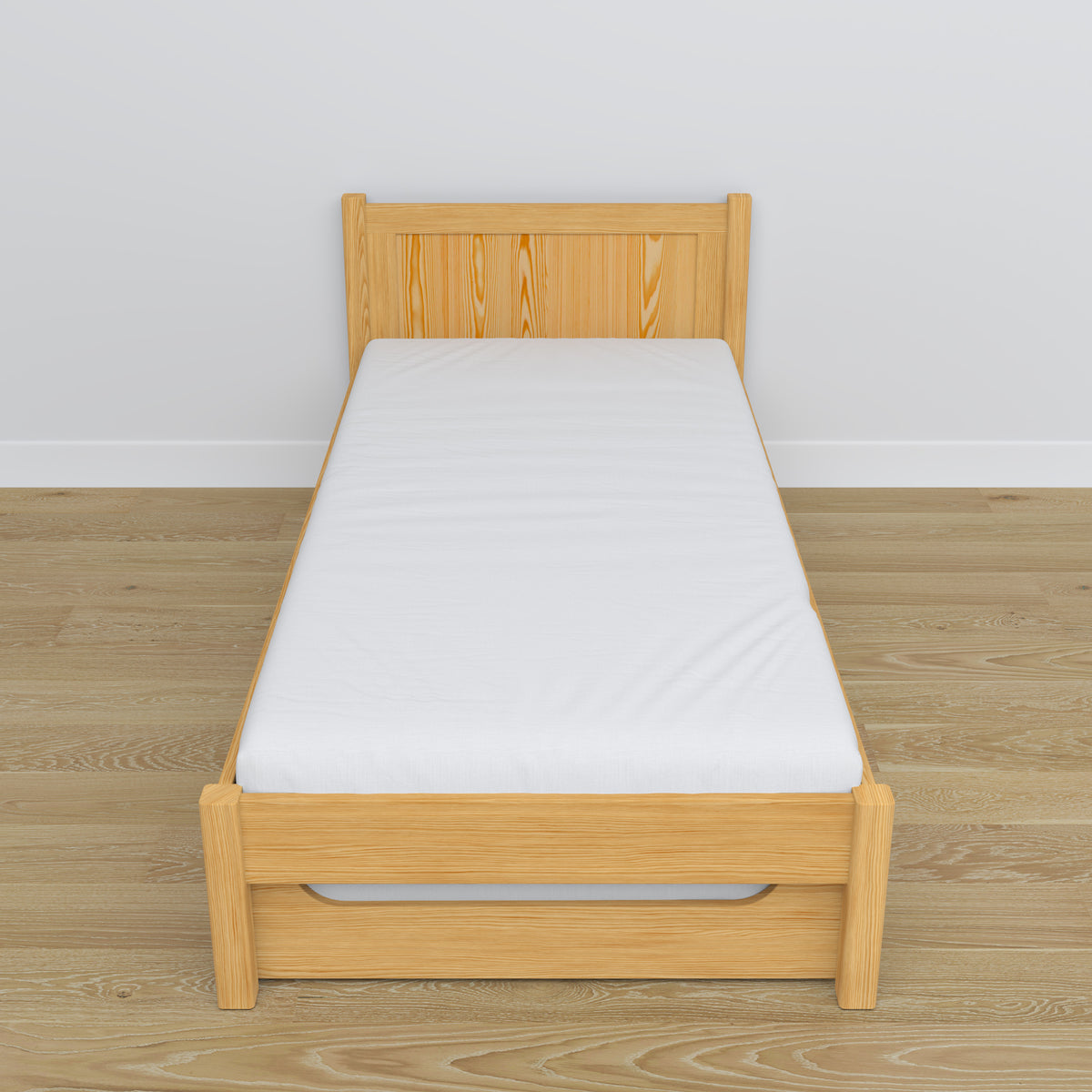 Letto con cassetto per materasso in legno pino naturale – allestimento nella cameretta dei bambini