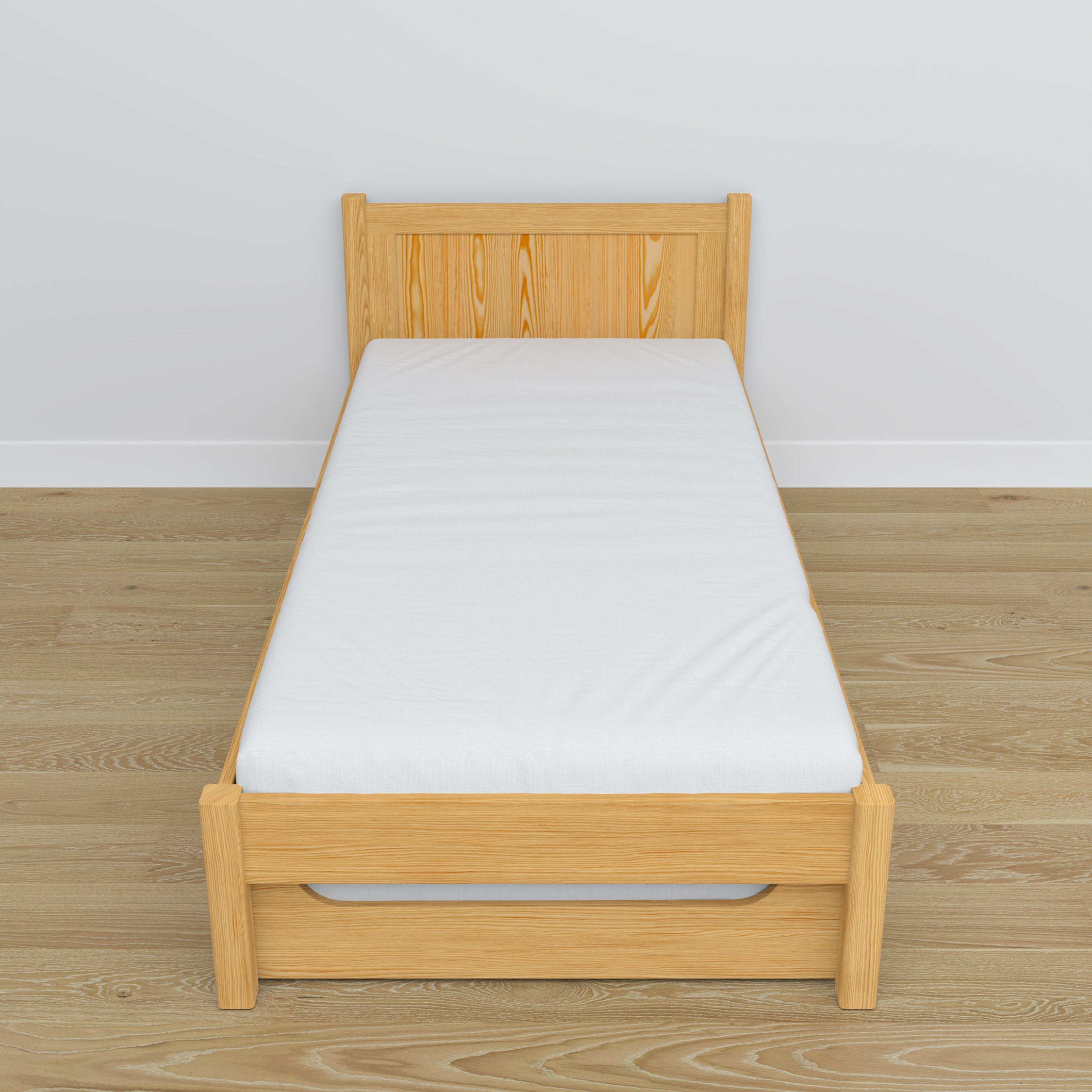 Letto con cassetto per materasso in legno pino naturale – allestimento nella cameretta dei bambini