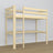 Loft bed clear pine – wooden desk under the sleeping area, scandi children’s room
