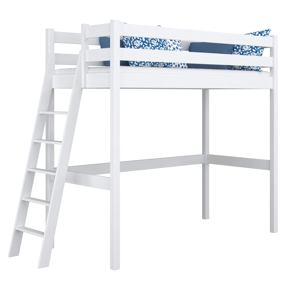 Letto a soppalco in legno bianco – stanza per bambini, legno massello, stile scandi