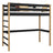 Loft bed black/oak – wooden ladder and safety rail, Nizio Home