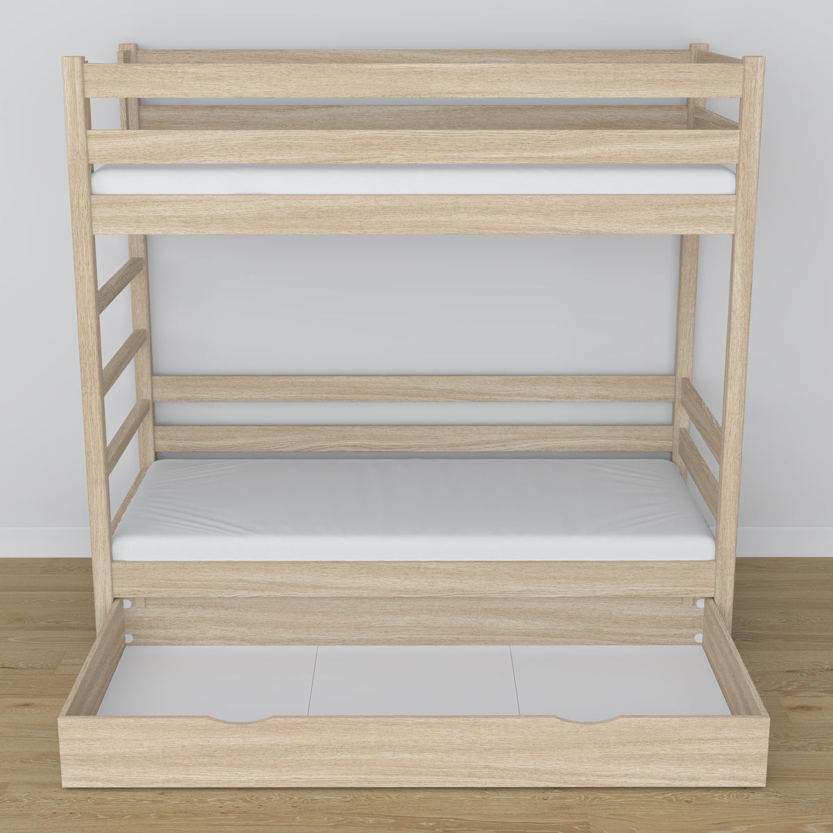 Letto a castello in rovere sbiancata con cassetto – dimensioni e schema, Nizio