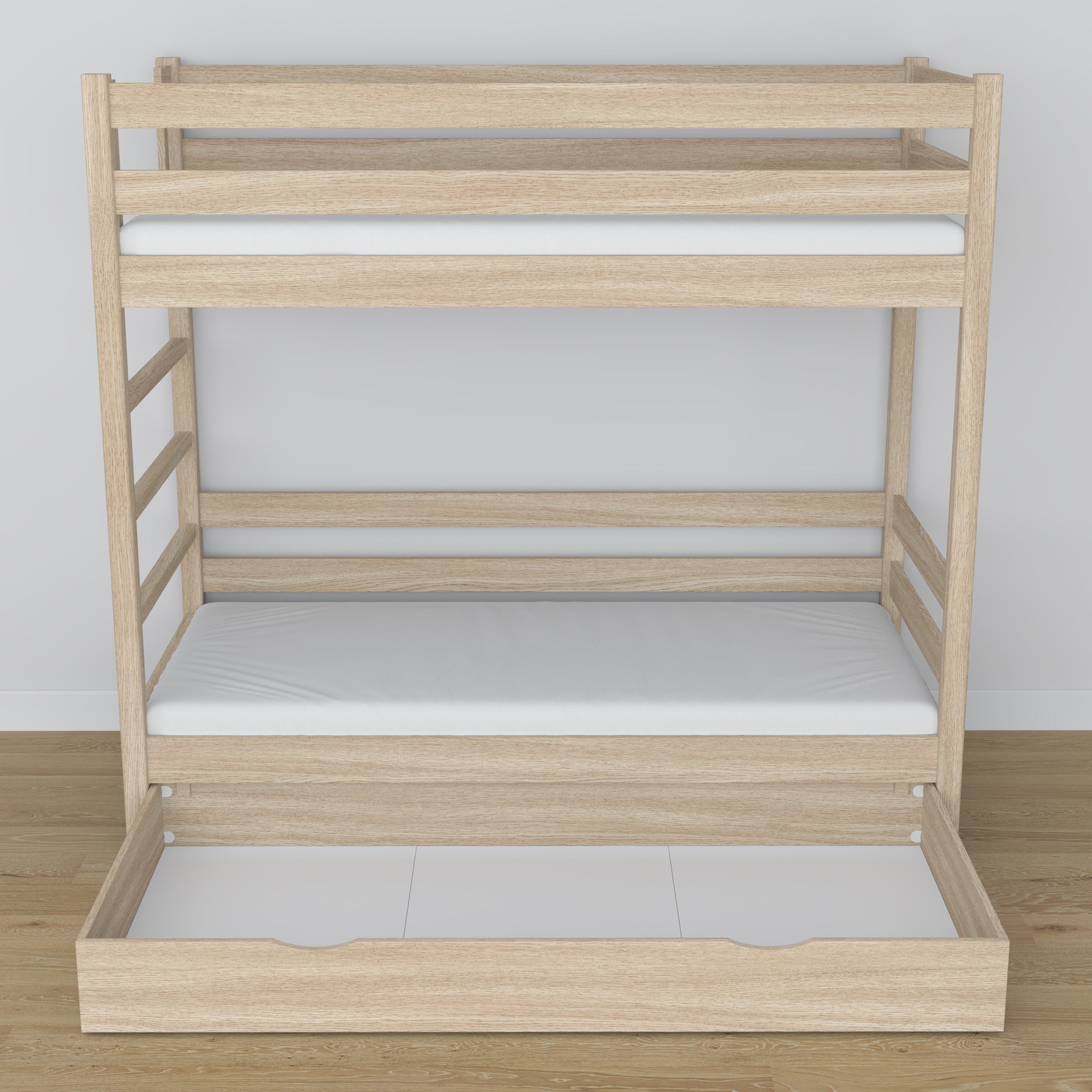 Letto a castello in rovere sbiancata con cassetto – dimensioni e schema, Nizio