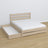 Letto matrimoniale con cassetto in rovere sbiancata – cassetto aperto, capiente ambiente