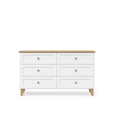 Drewniana komoda 6S 154 Scandi biały / dąb naturalny
