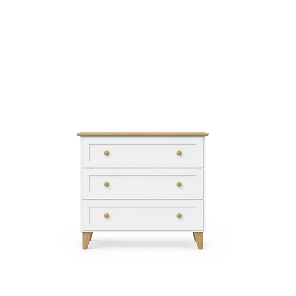 Drewniana komoda 3S 105 Scandi biały / dąb naturalny