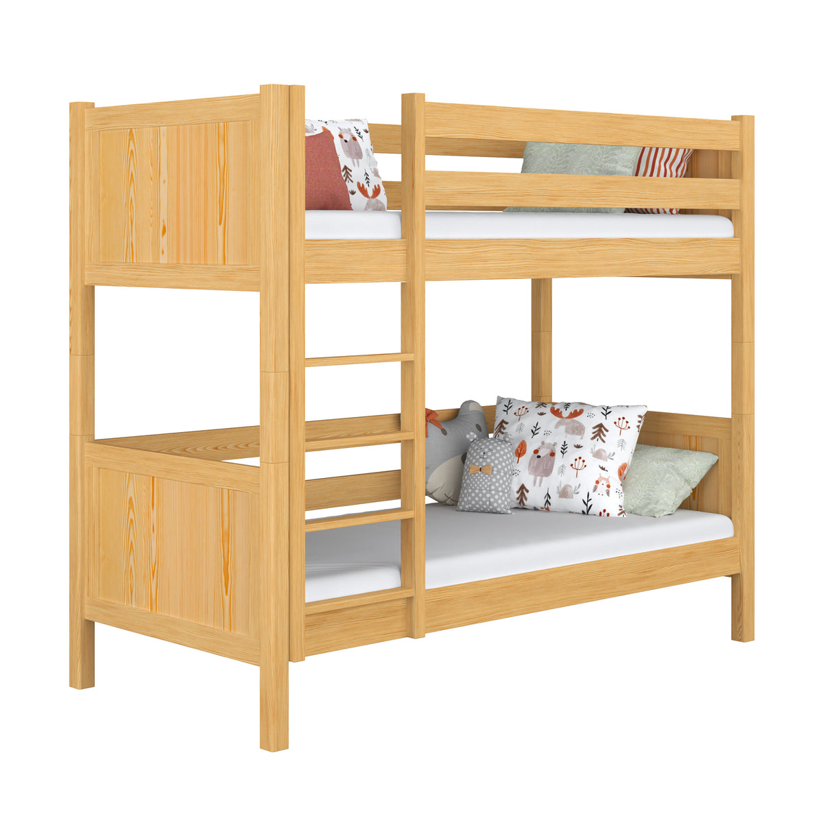Letto a castello in legno pino naturale – stanza per bambini, legno massello, stile scandinavo