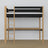 Loft bed black/oak with desk – study space under the sleeping area, wooden