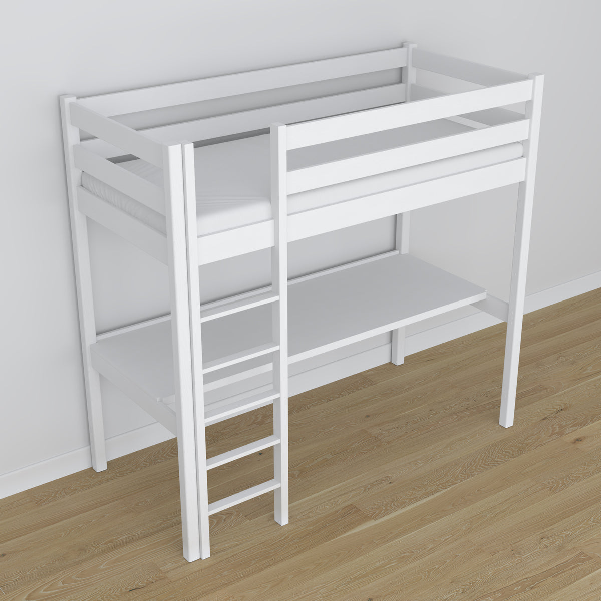Letto a soppalco con scrivania bianco in legno – dimensioni, Nizio Home