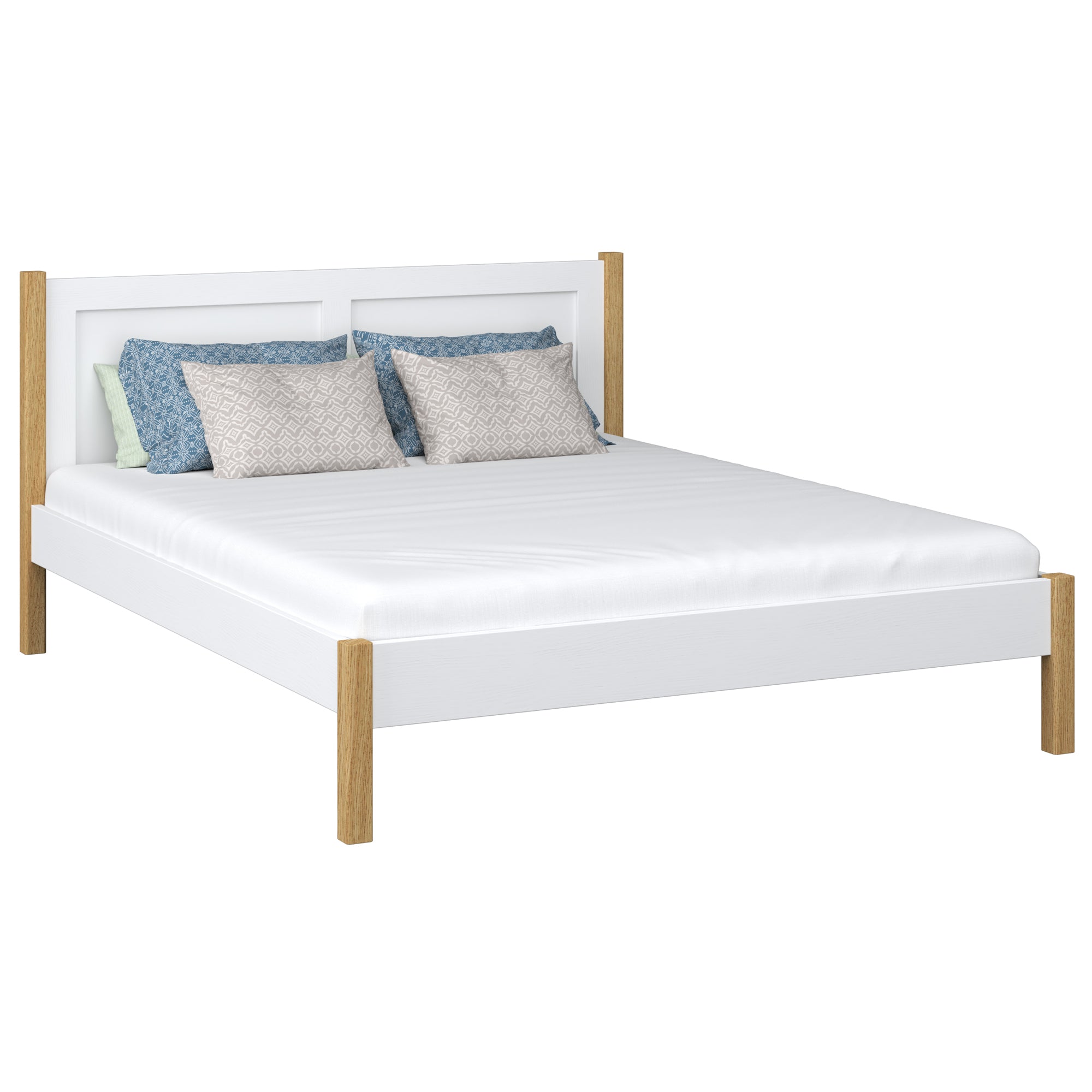 Letto matrimoniale in legno bianco-quercia – della camera da lettoa, legno massello, stile scandinavo