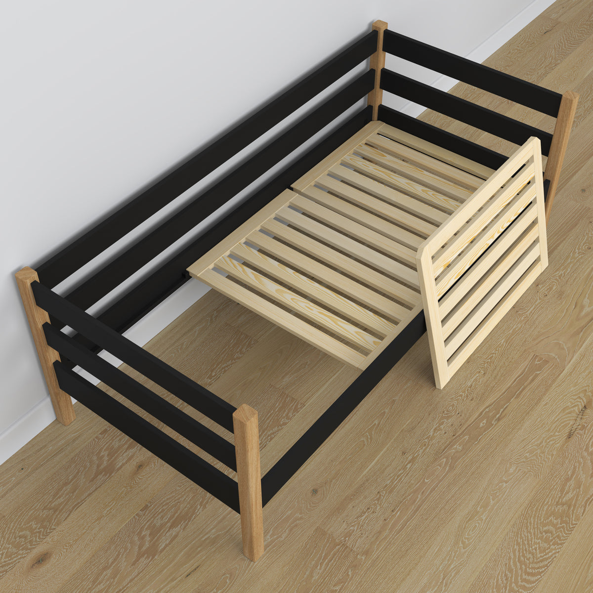 Łóżko sofa z szufladą N01 czarno dębowy – dodatkowy widok, bezpieczna konstrukcja