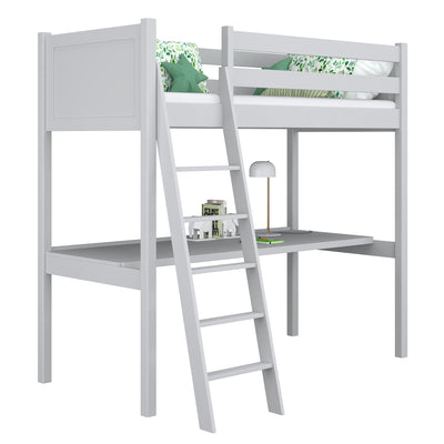 Grey Wooden Loft Bed with Desk – Children’s Room, Scandi Nizio