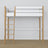 Loft bed white/oak wooden – top view of the sleeping area