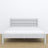 Letto matrimoniale in legno grigio – vista laterale, proporzioni e volume del mobile del mobile, camera da letto