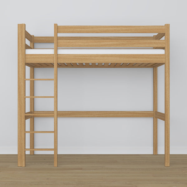 Loft bed natural oak – oak ladder and safety rail, Nizio Home