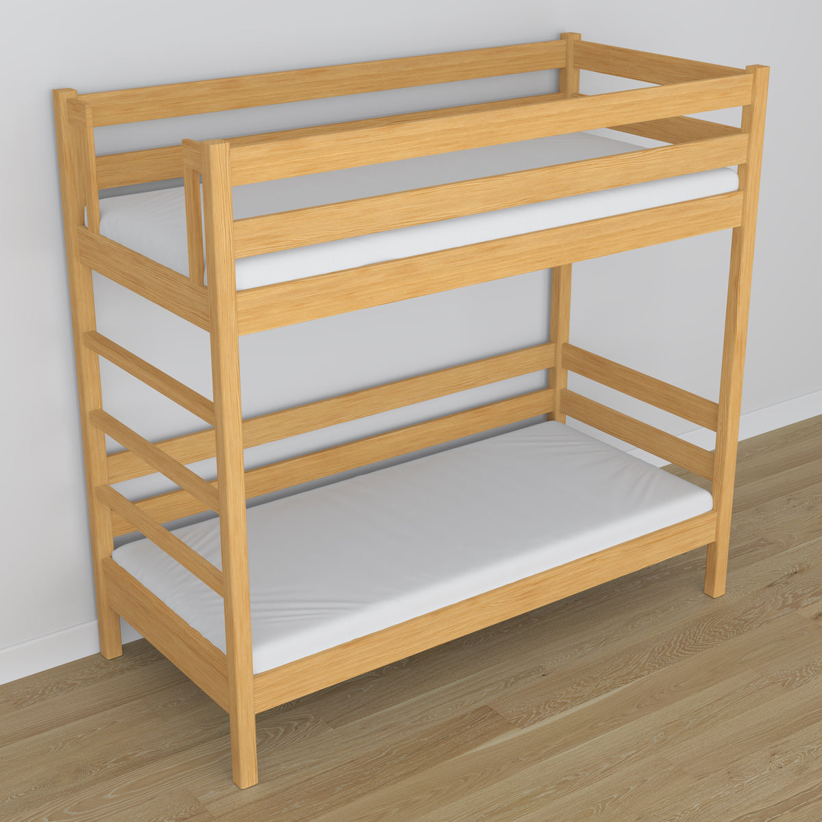 Letto a castello pino naturale in legno – vista laterale, Nizio Home