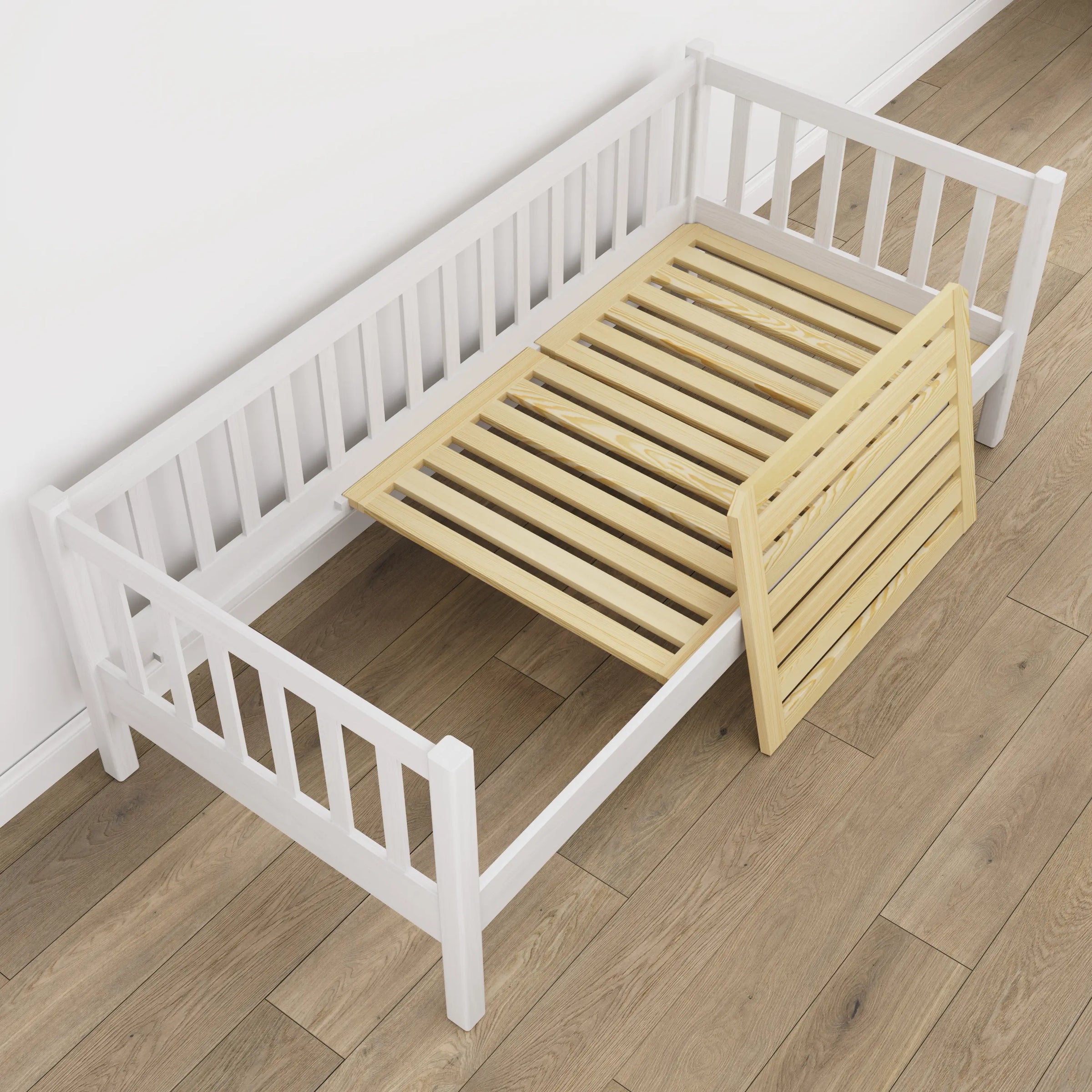 Letto divano in legno bianco – dettaglio legno e giunzioni, Nizio Home