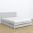 Letto matrimoniale grigio con cassetto – testiera in legno, dettaglio