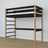 Loft bed black/oak wooden – top view of the sleeping area