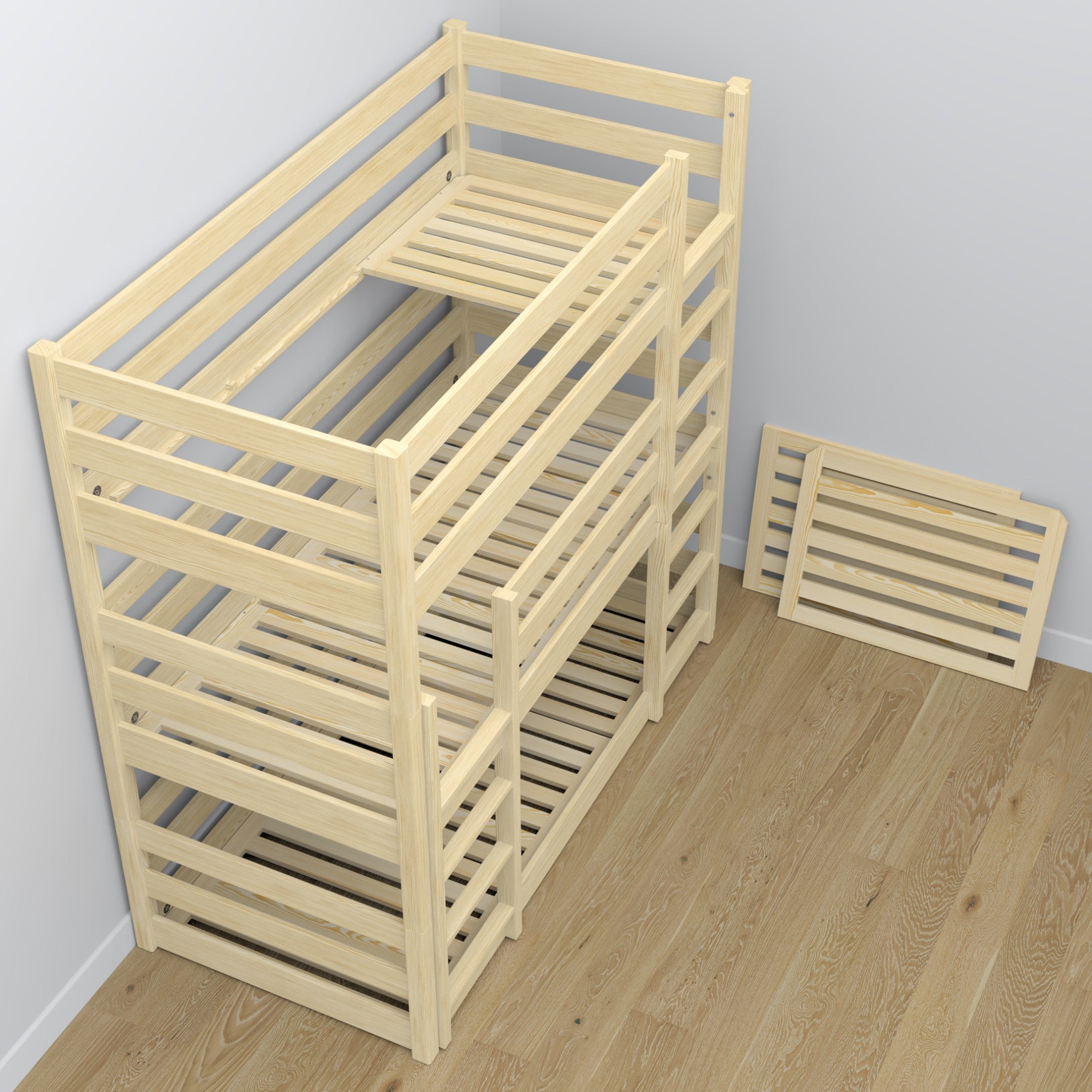 Pine slatted base for Nizio triple bunk bed – durable support base