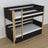 Black and Oak Bunk Bed for Children – Two Sleeping Areas and Drawer, Wooden