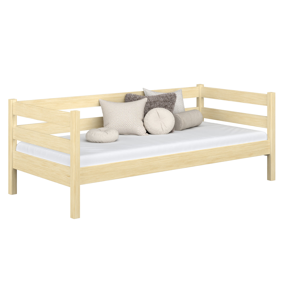 Letto divano in legno pino trasparente – stanza per bambini, stile scandinavo Nizio