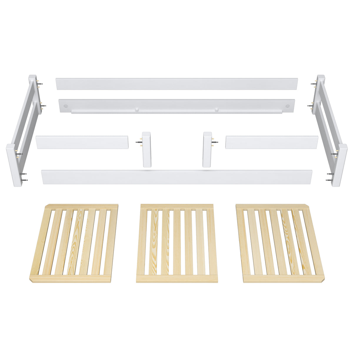Low Wooden Grey Bed – Angled View, Bedroom