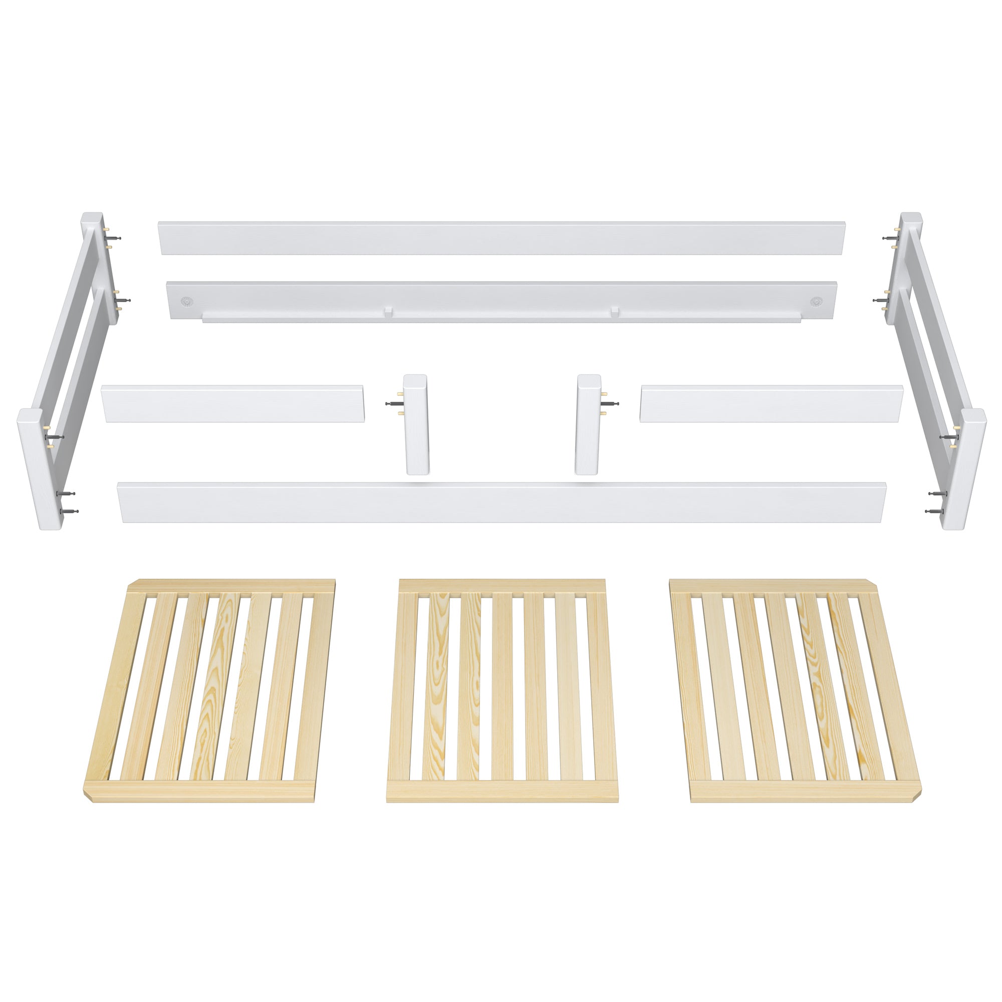 Low Wooden Grey Bed – Angled View, Bedroom