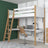 Letto a soppalco con scrivania in legno bianco-quercia – scala e sponda di protezione