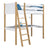 Letto a soppalco con scrivania in legno bianco-quercia – stanza per bambini, scandi Nizio