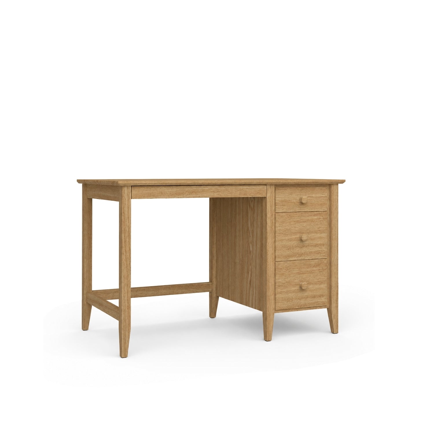 Desk 3S natural oak – tabletop and drawers, close-up of oak finish, Nizio
