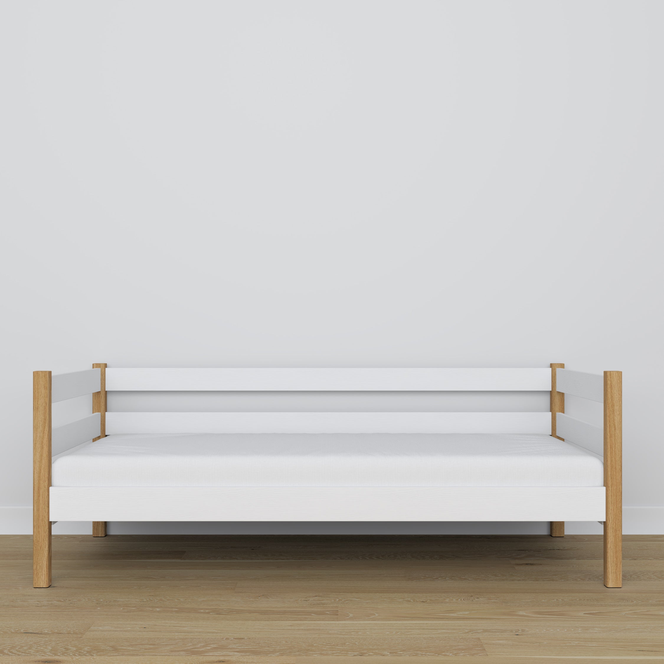 Letto divano in legno bianco-quercia – dettaglio legno e giunzioni, Nizio Home