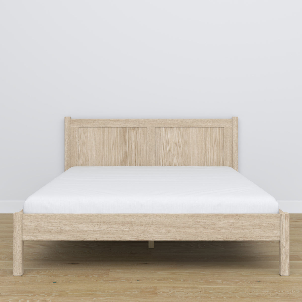 Double bed bleached oak – oak slatted frame, Nizio Home