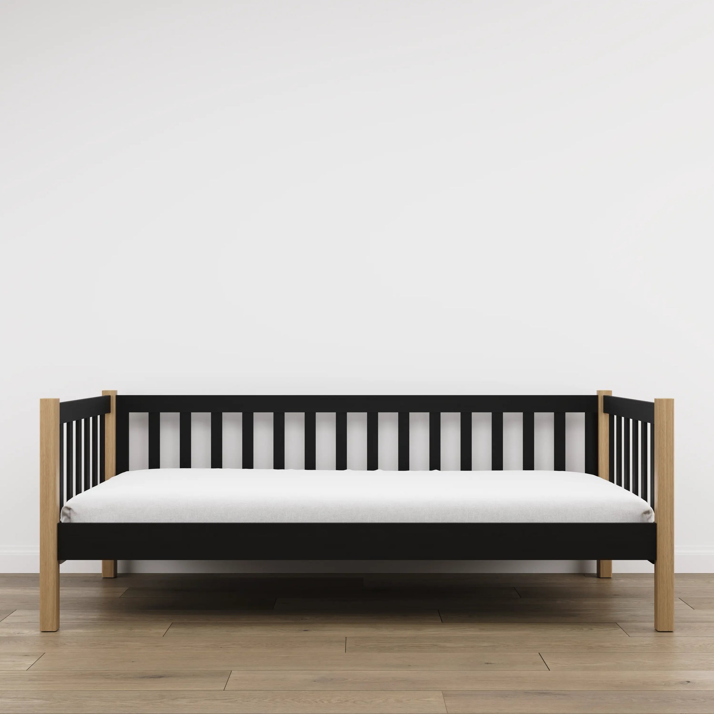Łóżko sofa N03 czarny / dąb naturalny – dodatkowy widok, lite drewno