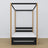 Black and Oak Canopy Bed with Drawer – Side View, Wooden, Nizio