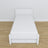 Letto bianco con cassetto – guide e dettagli in legno, Nizio