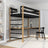 Black and Oak Wooden Loft Bed with Desk – Ladder and Safety Rail